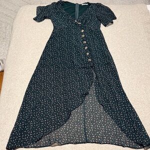 Essue Dark Teal Floral Midi Dress